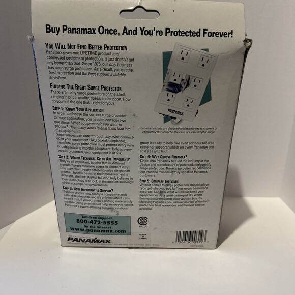 Panamax Max 6 Outlet AC Surge Protector Tested MADE IN U.S.A With Box & Man. - Picture 5 of 6